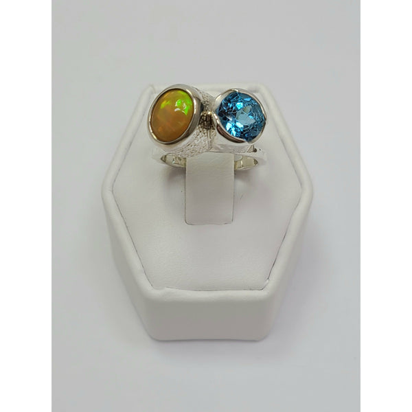 Opal and Blue Topaz Ring